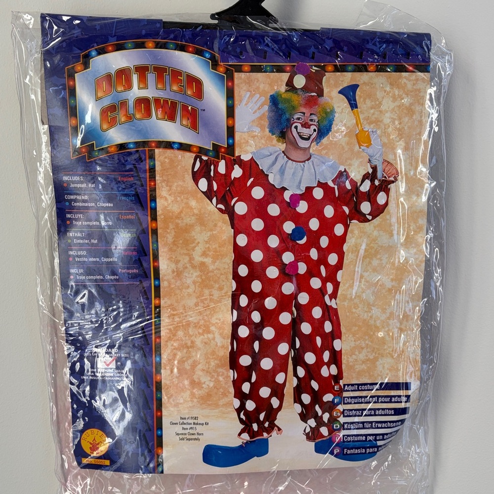 RUBIE’S COSTUME COMPANY Red Adult Polka Dot Clown Costume